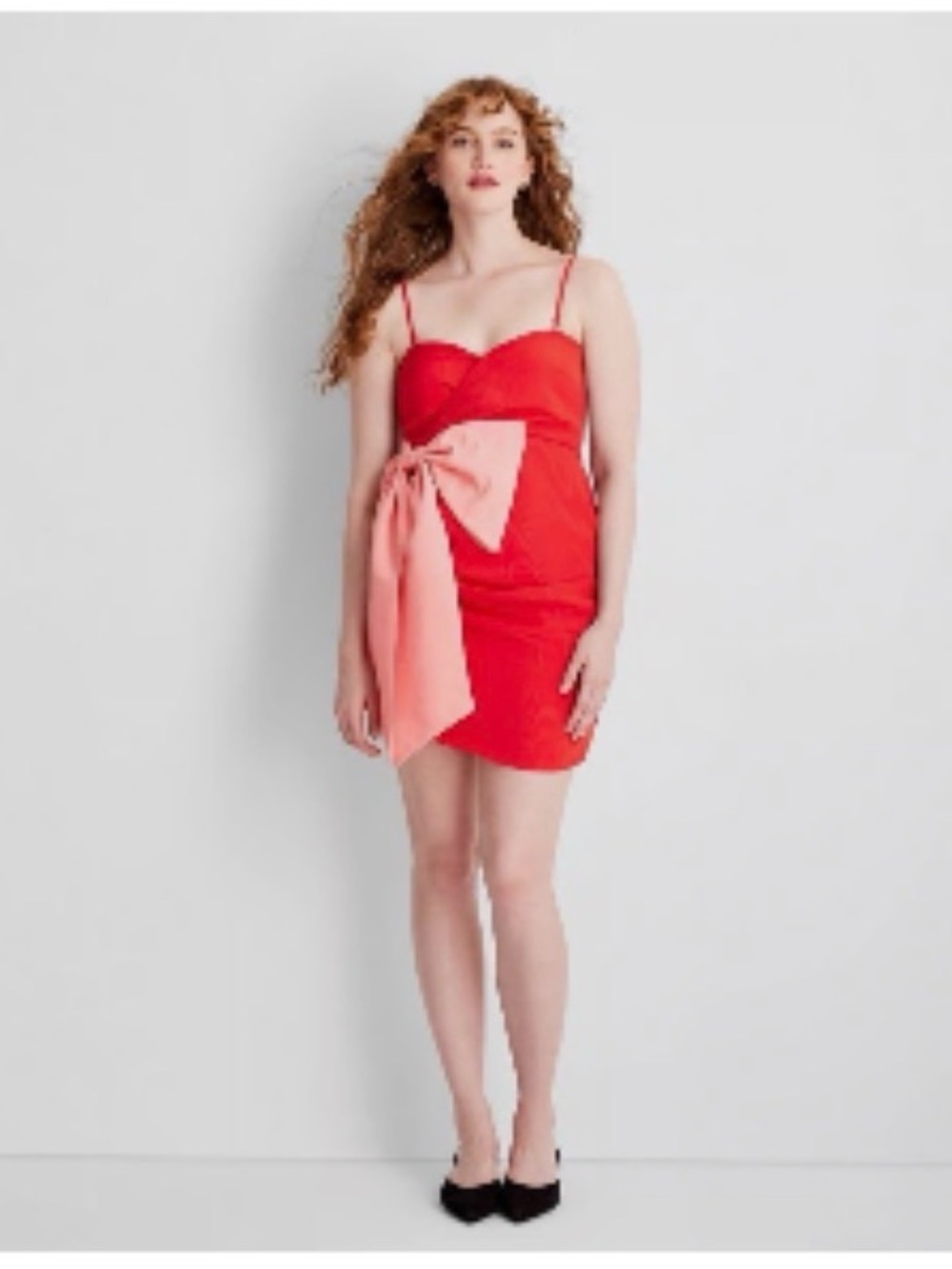 Future Collective Strapless Red Mini Dress with Oversized Pink Bow Accent Size L